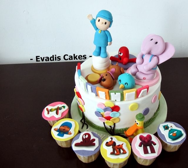 Picture of overall view of Pocoyo theme birthday cake