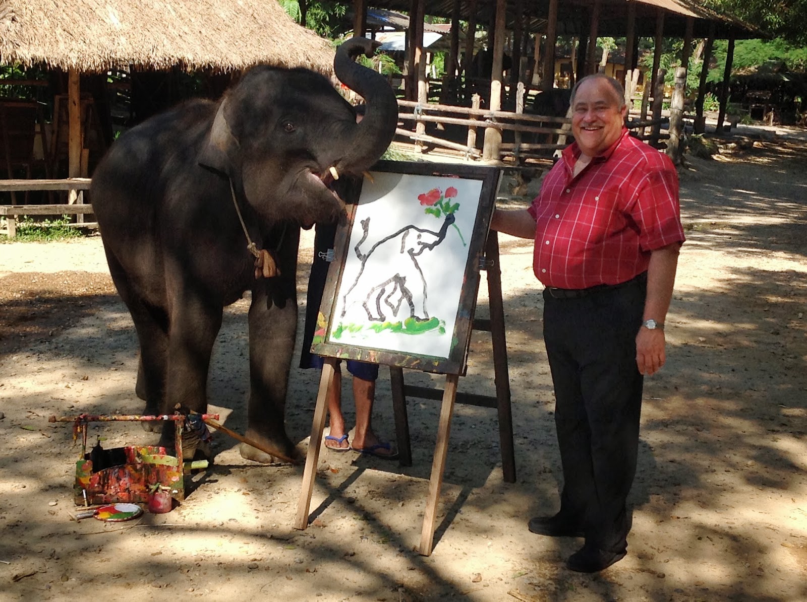 Baby Elephant paints a self portrait
