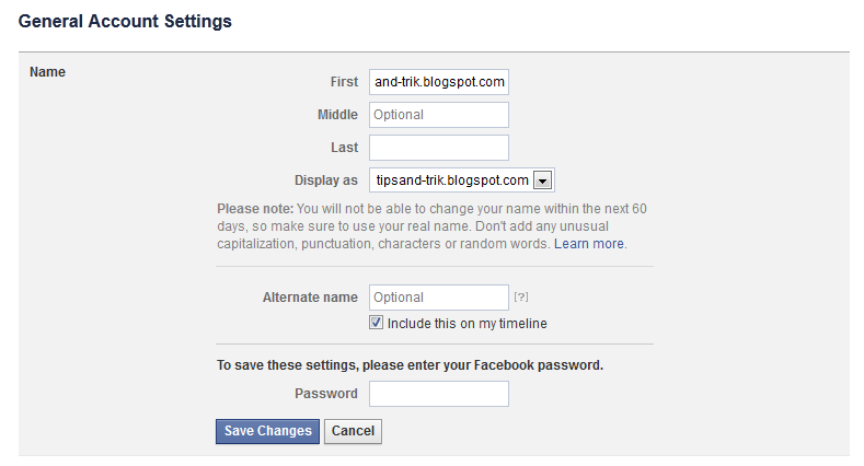 Tips Trik Cara Ubah Nama Facebook Terbaru Juni 2014