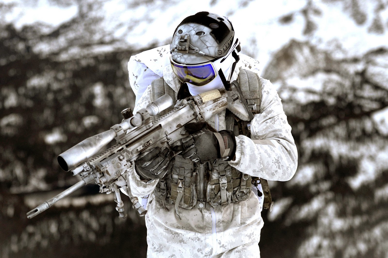 Navy SEAL's demonstrate winter warfare capabilities for a TV commercial
