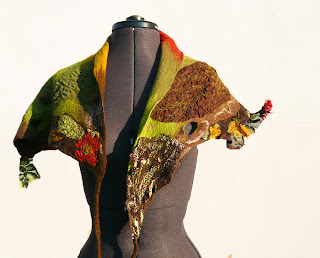 women scarf, wool scarf, felted scarf, nuno felting, how to felt