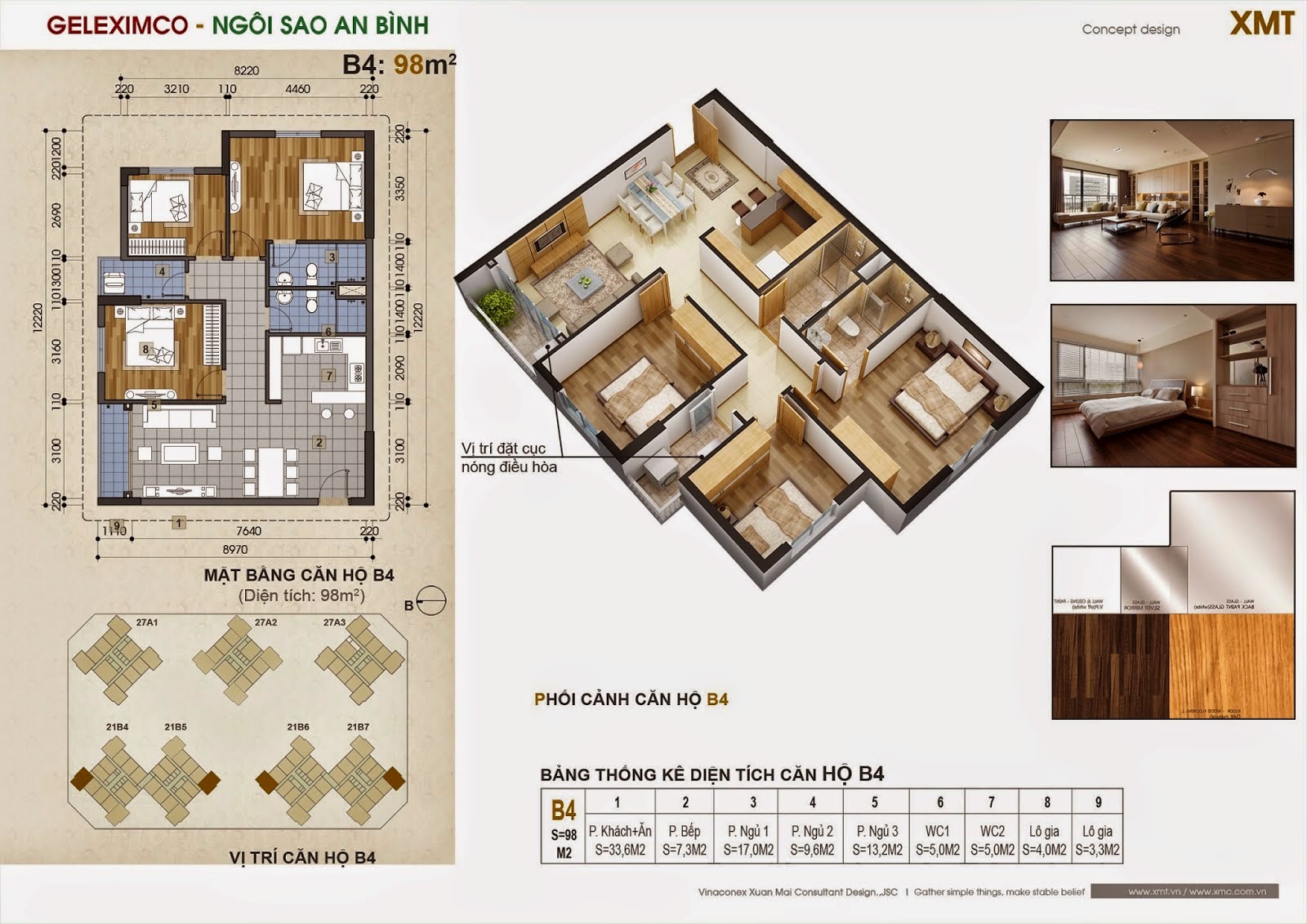 Mặt bằng căn 98m2 chung cư Green Stars