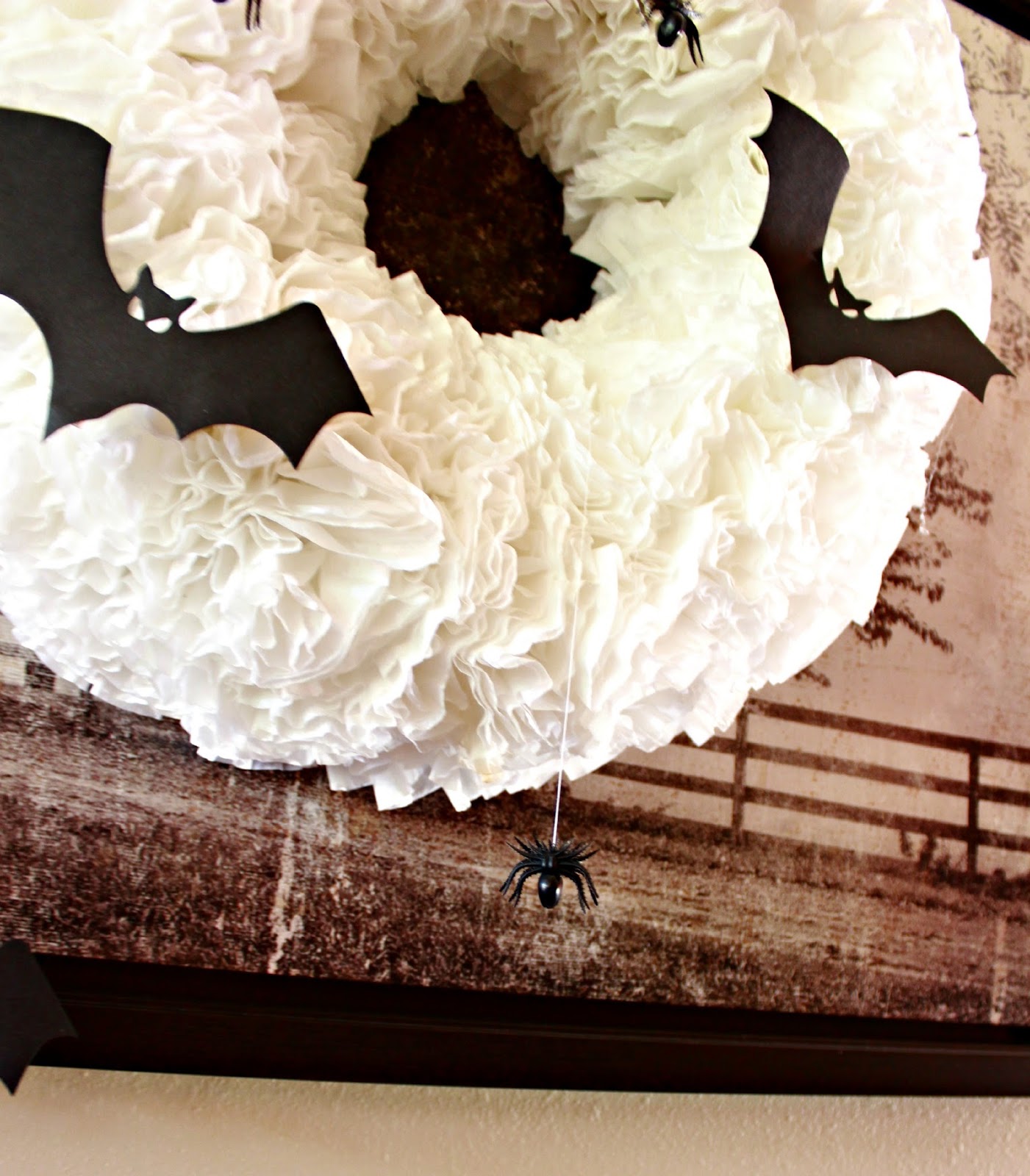 Crafty in Crosby Coffee Filter Wreath All Dressed up for Halloween