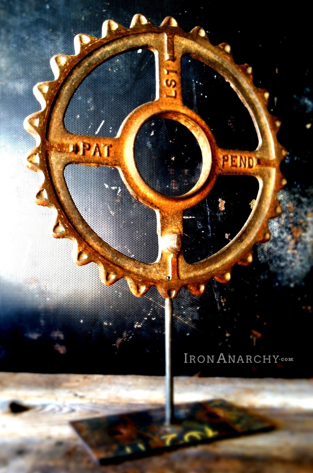 Antique Industrial Cast Iron Gear Sculpture