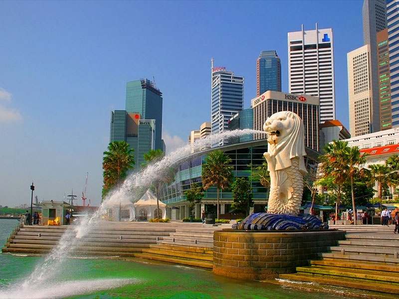 Patung Merlion Singapura di Merlion Park Singapore