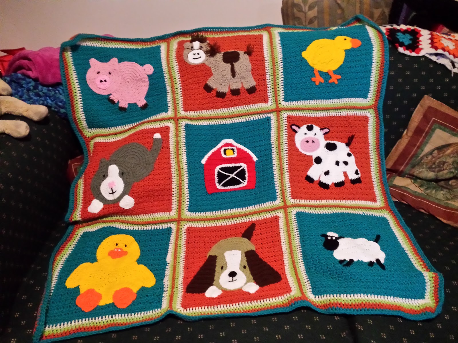 Blooming Lovely Finished Crochet Item Farm Blanket.