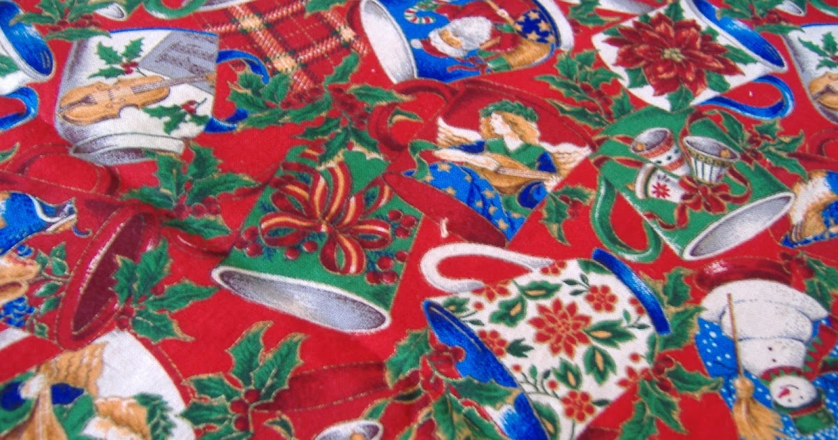 Antiques And Teacups Christmas Fabric with Teacups! Tinker Toys and