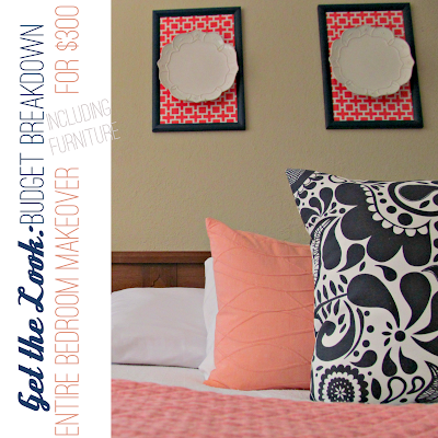 Get the Look: How to Decorate a Coral, Navy, and White Bedroom for $300! Great tips for finding furniture on Craigslist!