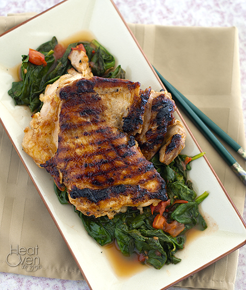 Grilled Sweet and Sour Chicken with Spinach Heat Oven to 350