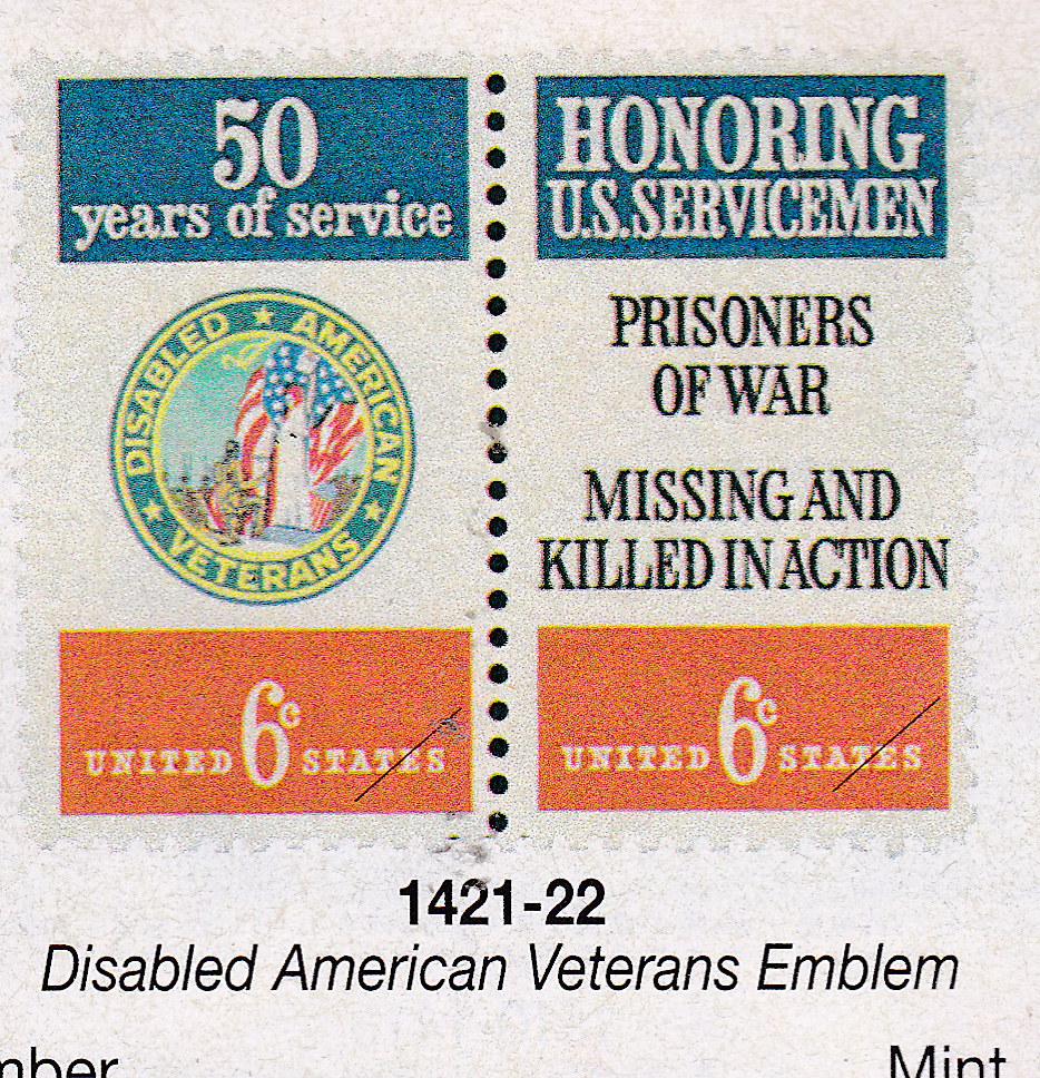 Sheldon the Stamp Man SCOTT 142122 DISABLED AMERICAN VETERANS EMBLEM