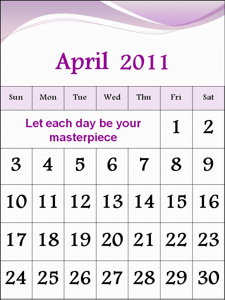 Free Calendar 2011 April calendar 2011 april. Free Calendar 2011 April
