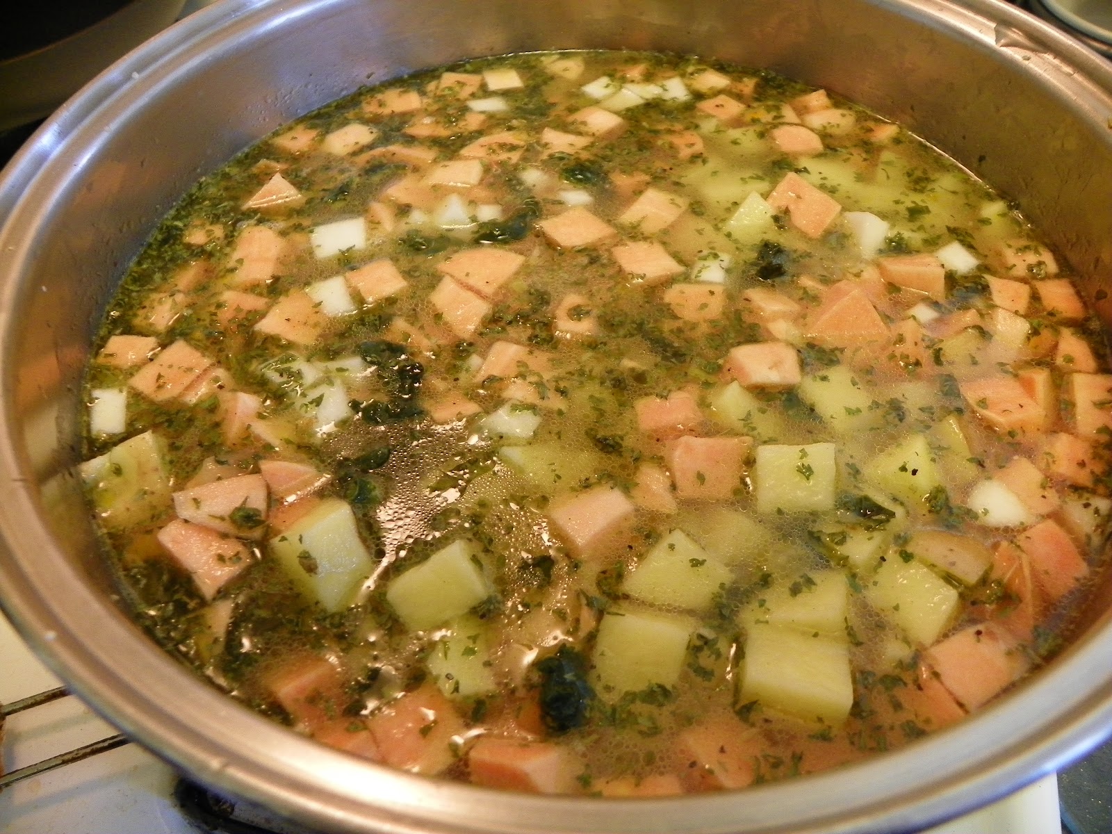 Homestyle Cooking Around The World Potato Ham and Kale Soup