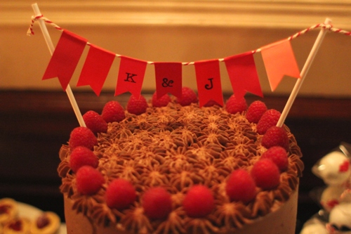 I love how raspberries look with chocolate and the red cake bunting was 