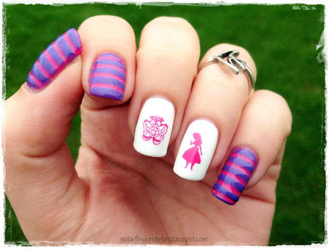 3. Cheshire Cat nail art tutorial - wide 1