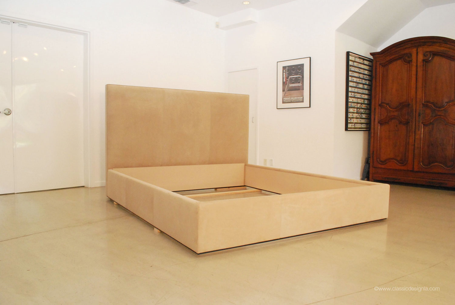 classic design Custom Suede Headboard & Base