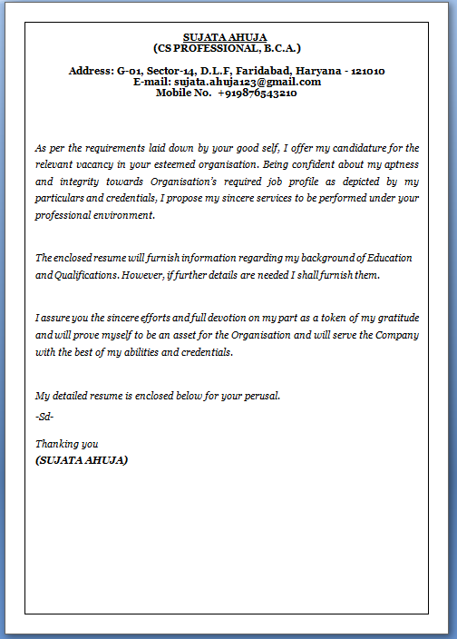 best sample cover letter