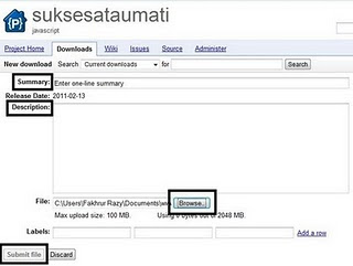 Cara upload javascript di Google Code 