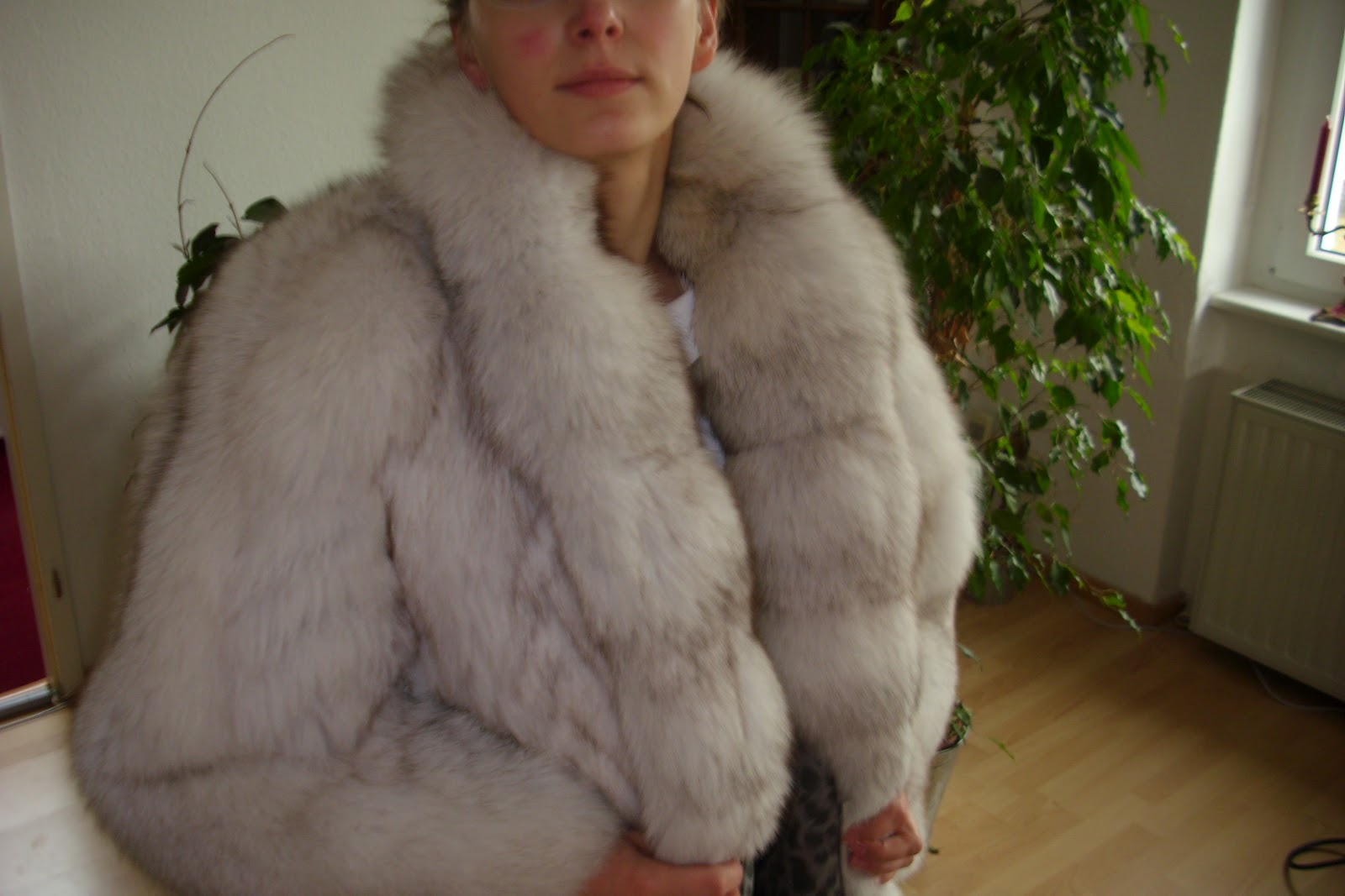 blue fox fur coat