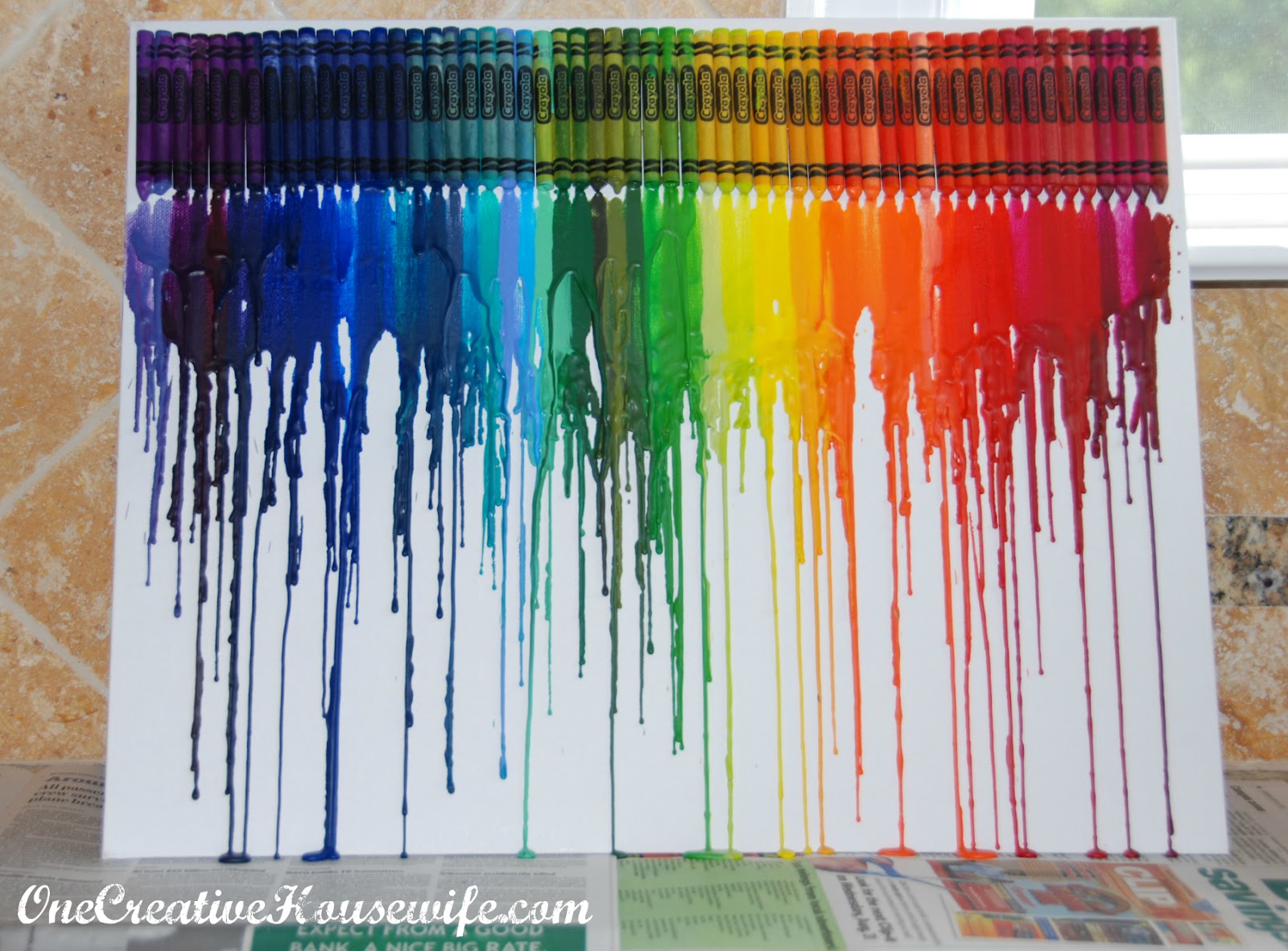 One Creative Housewife Melted Crayon Art Remove The Canvas From Frame