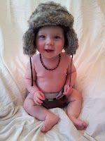 6 month old baby, furry hat, photoshoot