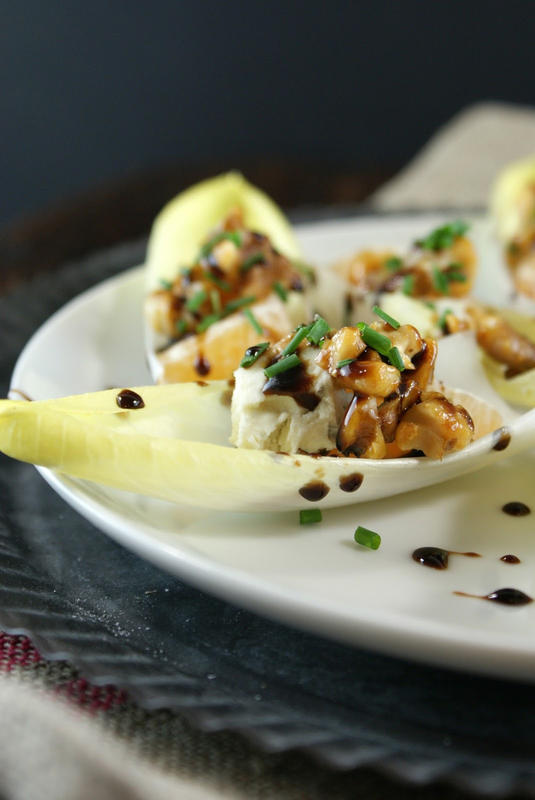 Authentic Suburban Gourmet Blue Cheese and Walnut Endive Bites