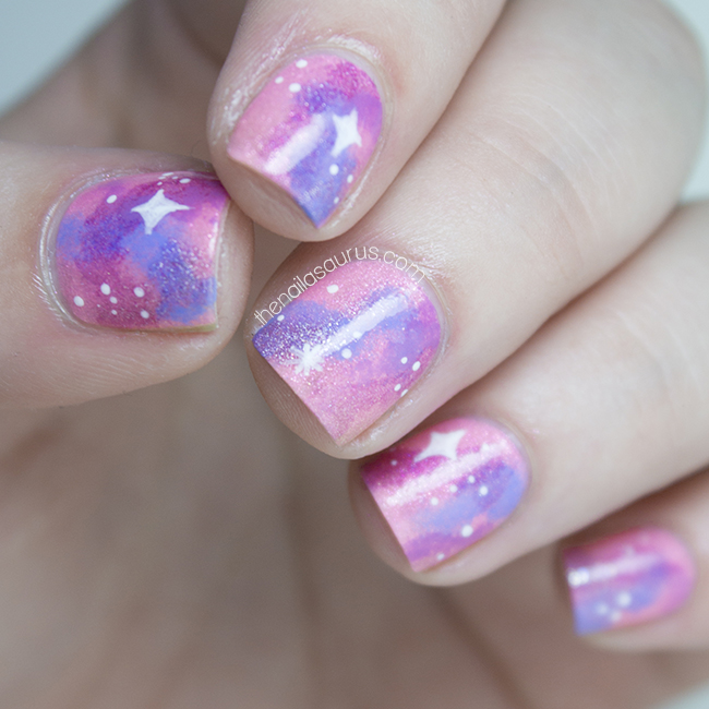 The Nailasaurus UK Nail Art Blog Shimmery Pink Galaxy Nail Art