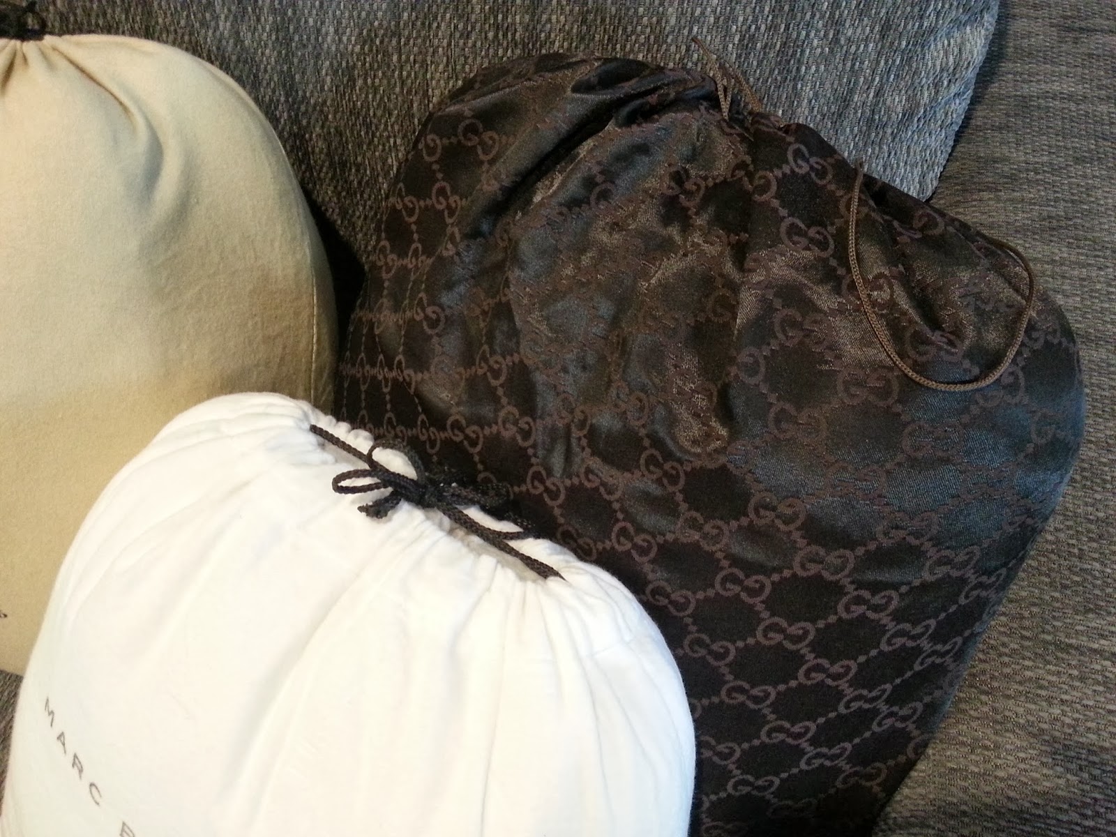 My Designer Dust Bags As Cushion Covers