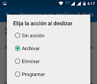 Configurar acciones para deslizar dedo en Outlook Mail Movil