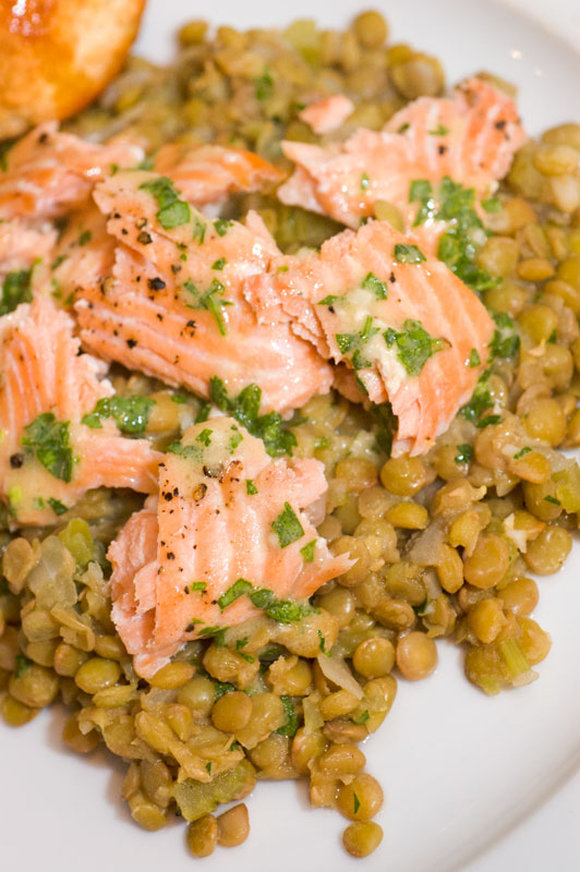 Roasted Salmon with Lentils