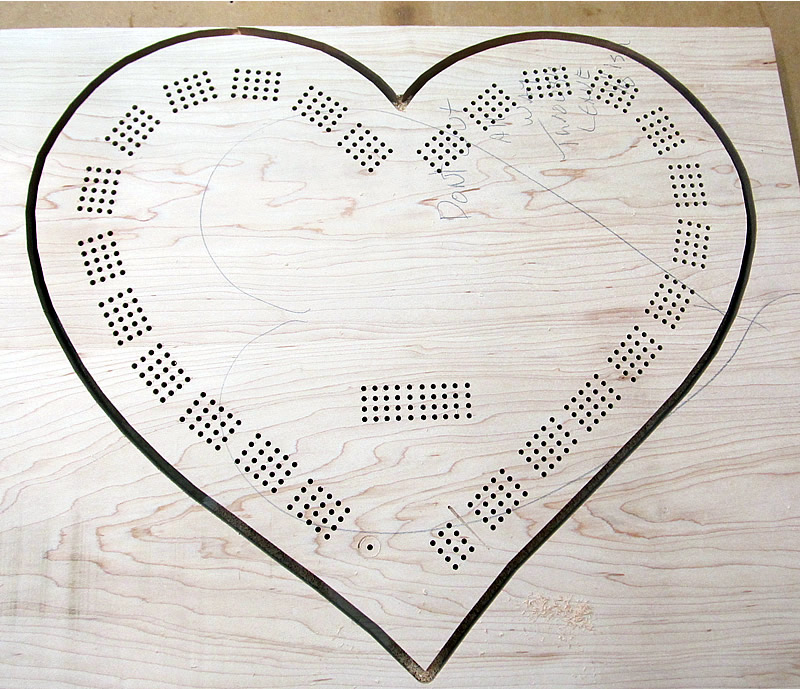 Splinters Woodworks Custom Four Person Heart Shaped Cribbage Board