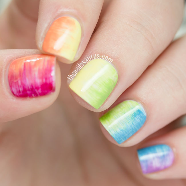 31DC2015 Streaky Rainbow Nails The Nailasaurus UK Nail Art Blog