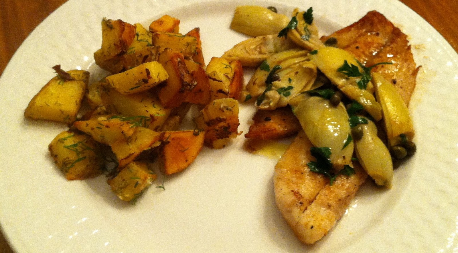 Jerome's Kitchen Tilapia in Simple Artichoke and Caper Sauce with