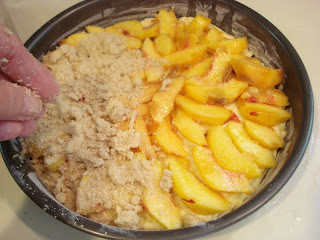 Peach Crumb Cake In Round Pan Peach Crumb Cake In Round Pan