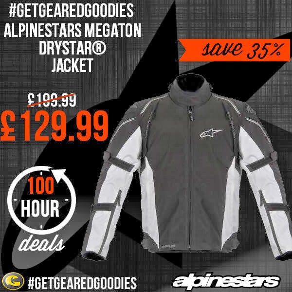 #GetGearedGoodies - Save on Alpinestars Megaton Drystar jacket  - www.GetGeared.co.uk