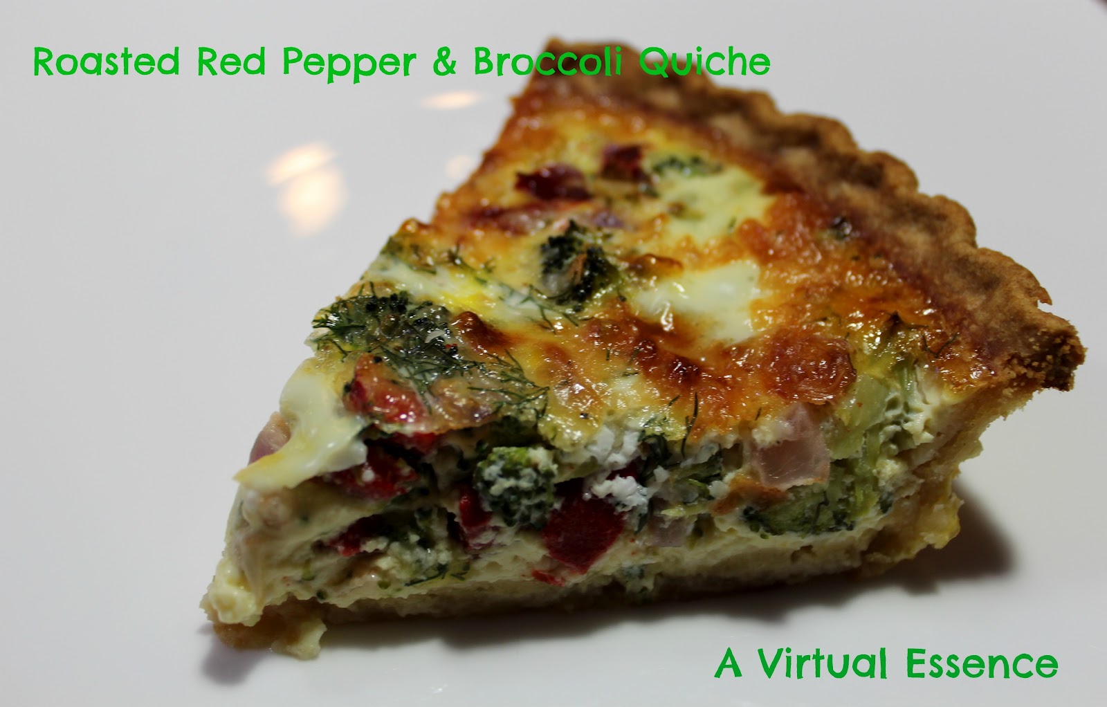 A Virtual Essence Roasted Red Pepper & Broccoli Quiche