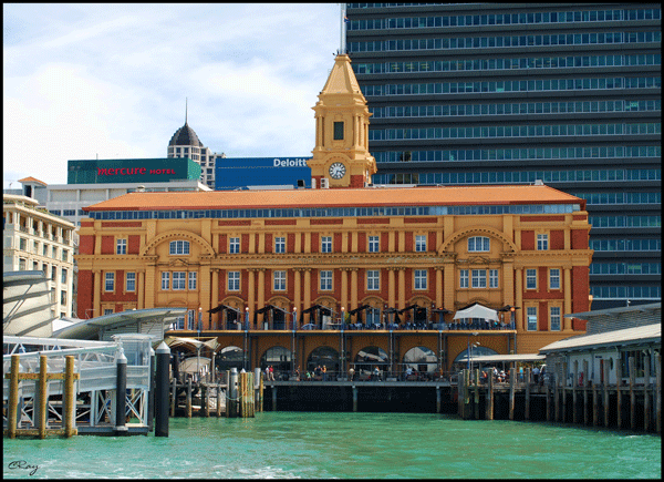 Auckland's old Ferry Building from the water
