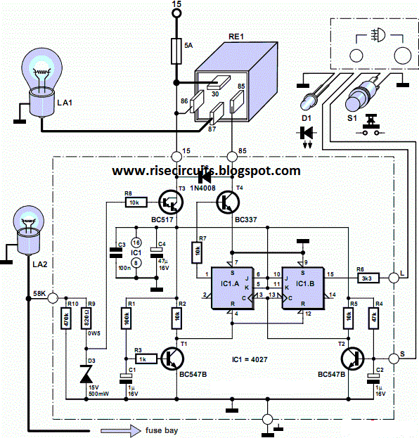 Rear Fog Lamp For Vintage Cars Circuit Diagram | Supreem Circuits