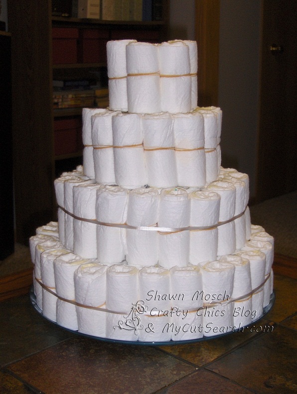 Crafty Chic S Diaper Cake Adding The Decoration