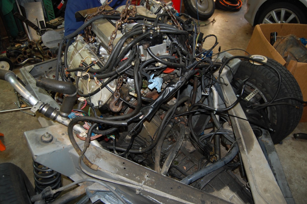 LS1 DeLorean Removal of the original PRV engine!