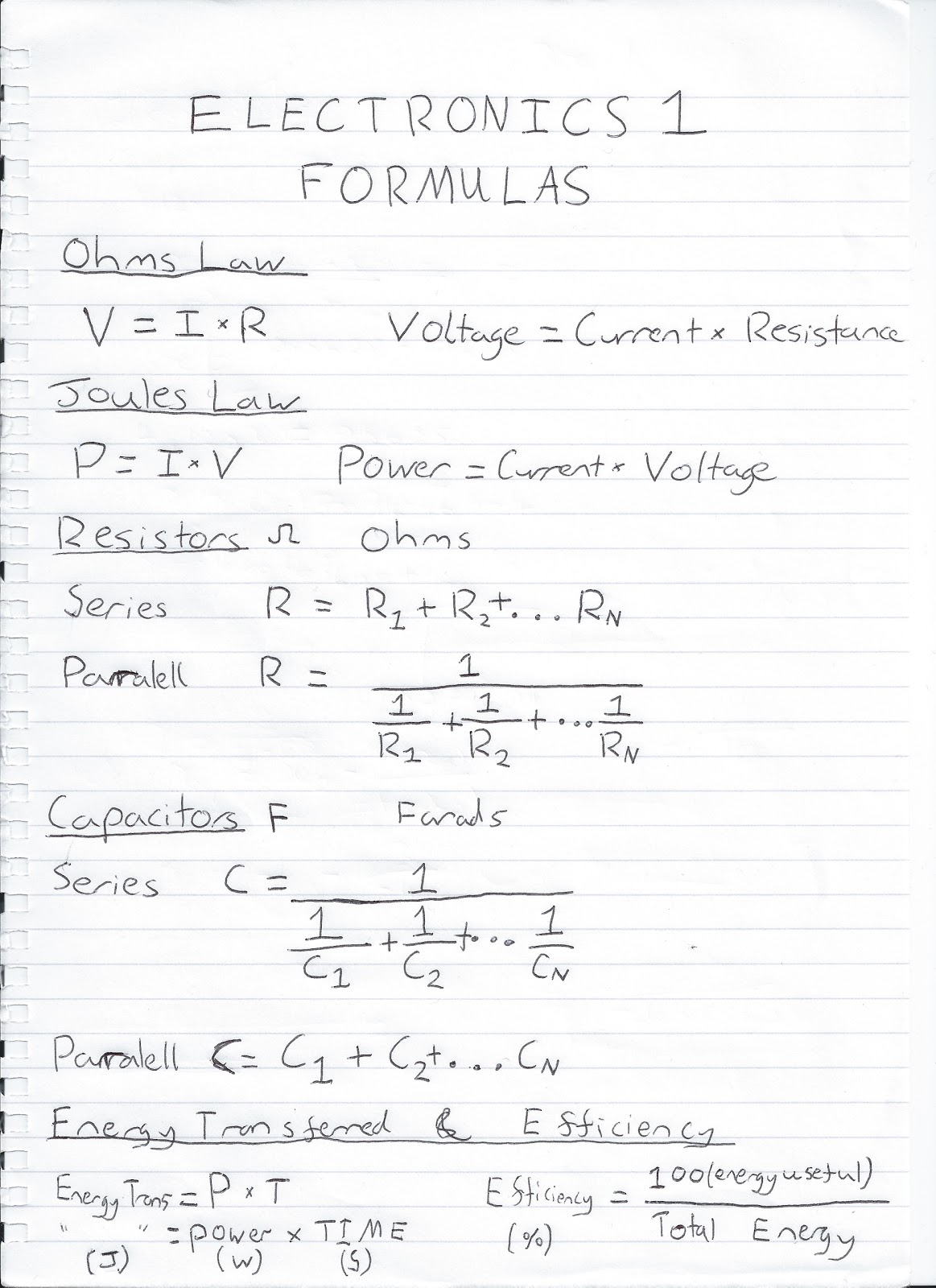 Electronics Help Formulas 1 OsBlog