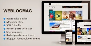 Screenshots of the free WeblogMag Professional for blogger template Responsive