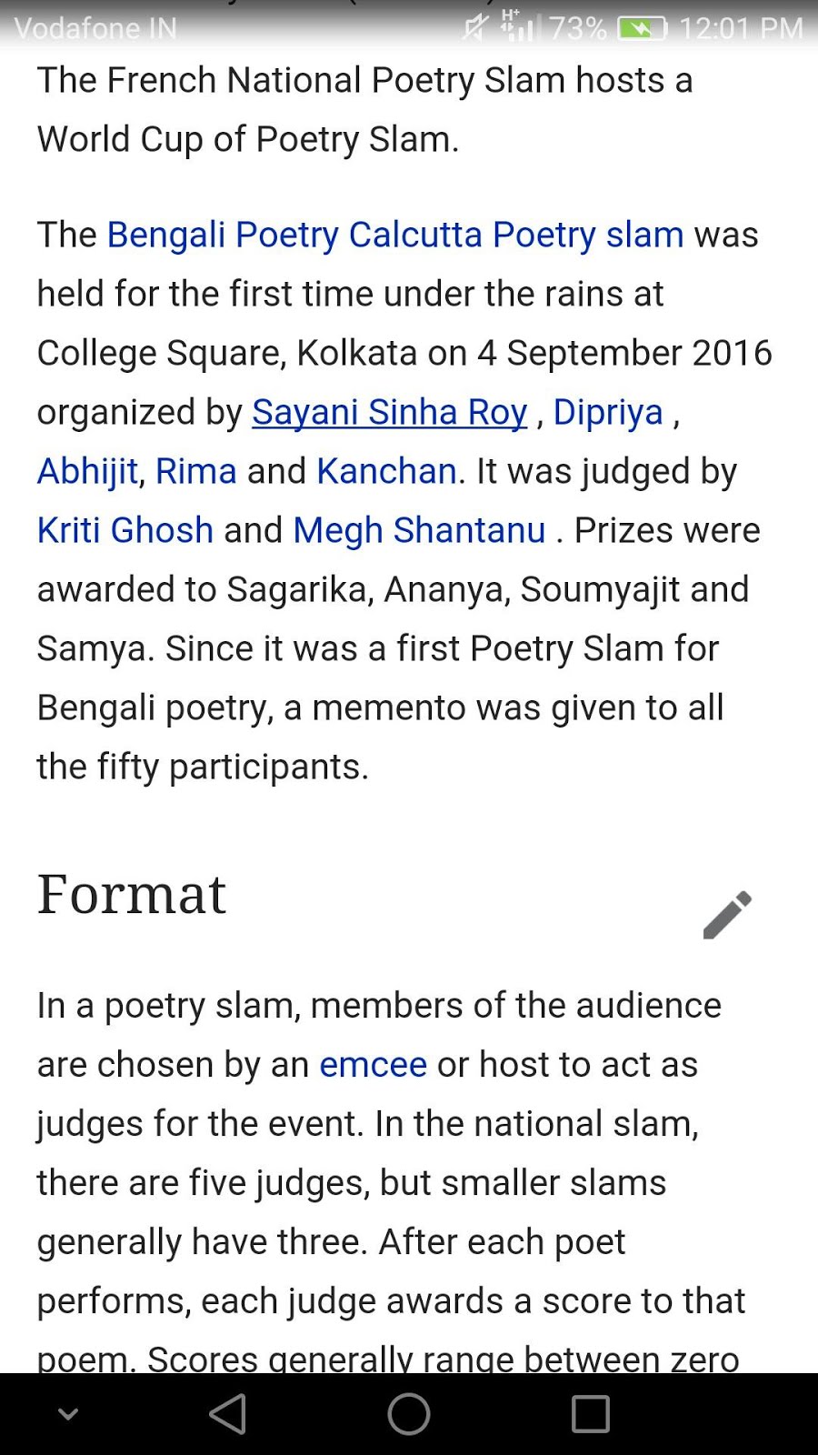 Wikipedia news on First Slam