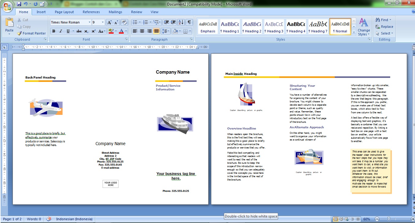 Life Must Go On Cara membuat Pamflet di Microsoft Word 2007