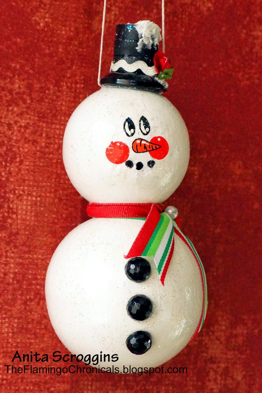 Vintage Snowman Ornament with Smoothfoam 99+ Handmade Gifts Bloghop The Flamingo Chronicals