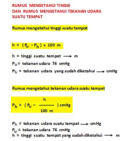 Tekanan Rumus Mengenai Hubungan Tinggi Dan Tekanan Udara