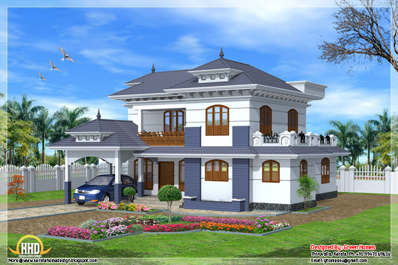 Side elevation of 2235 square feet, 4 bedroom Kerala style home design