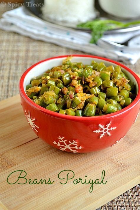 Spicy Treats: Beans Poriyal / Green Beans Stir Fry (using Coconut)