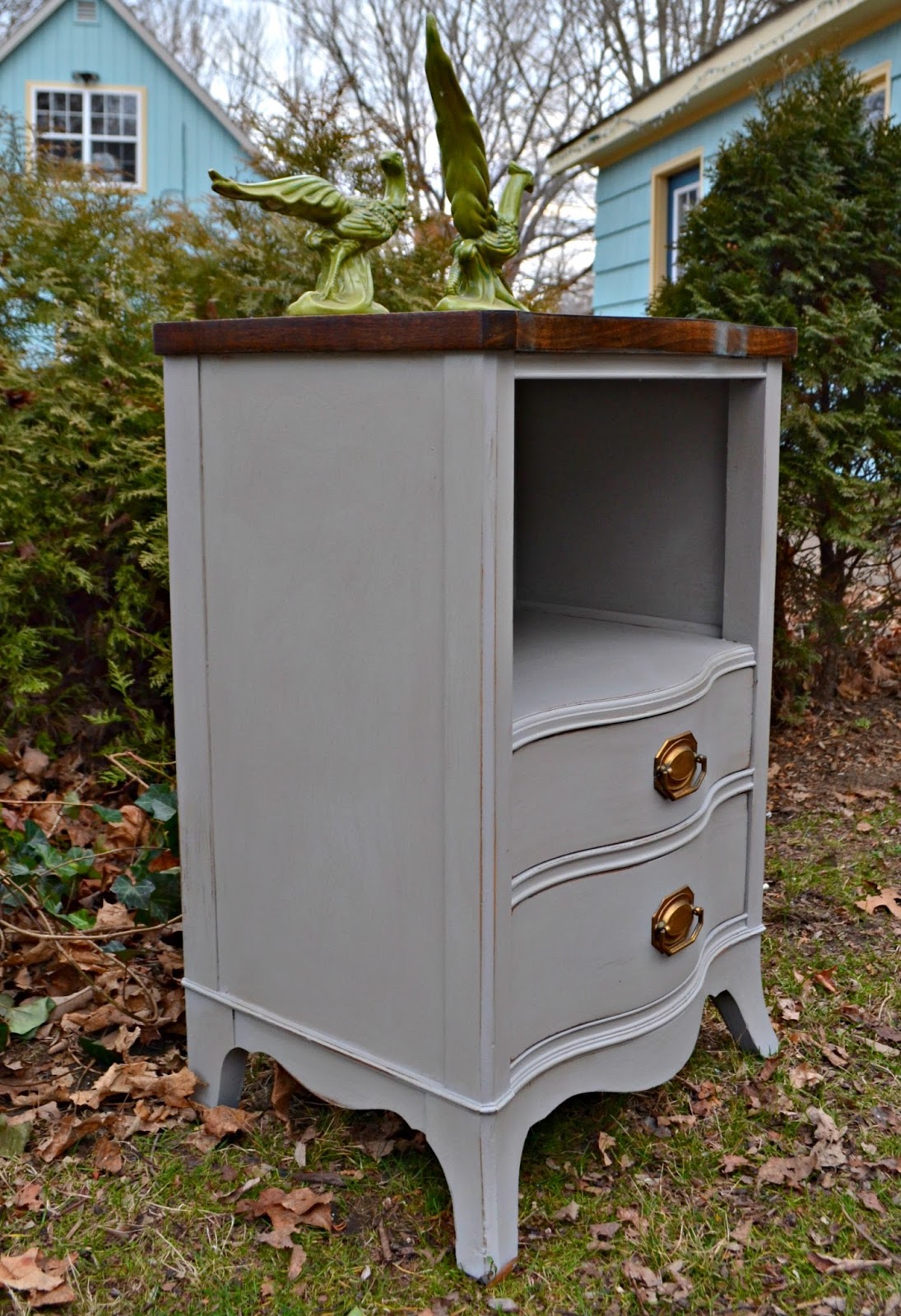 Heir and Space A Vintage Nightstand in Gray