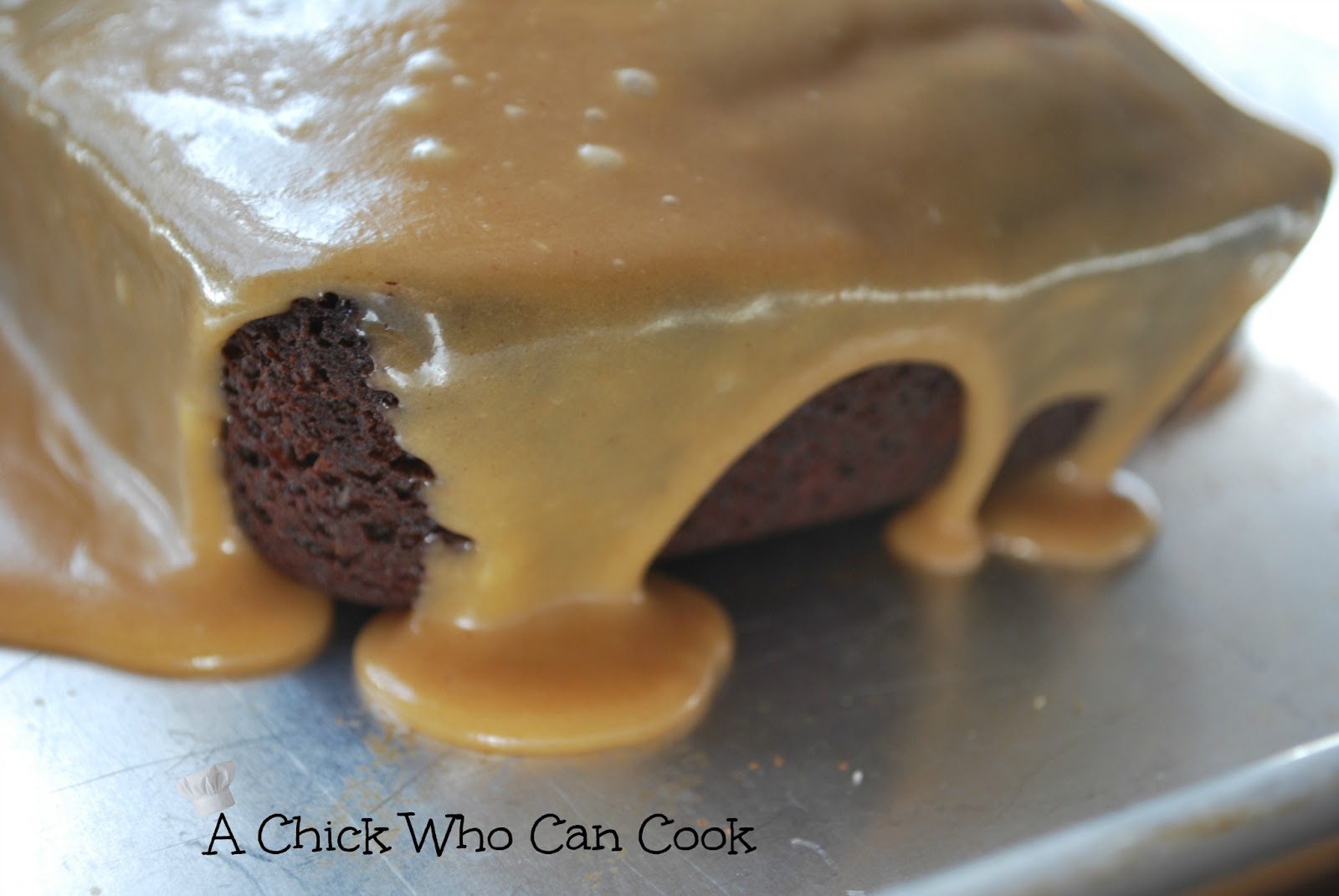 A Chick Who Can Cook Chocolate Loaf Cake with Peanut Butter Glaze