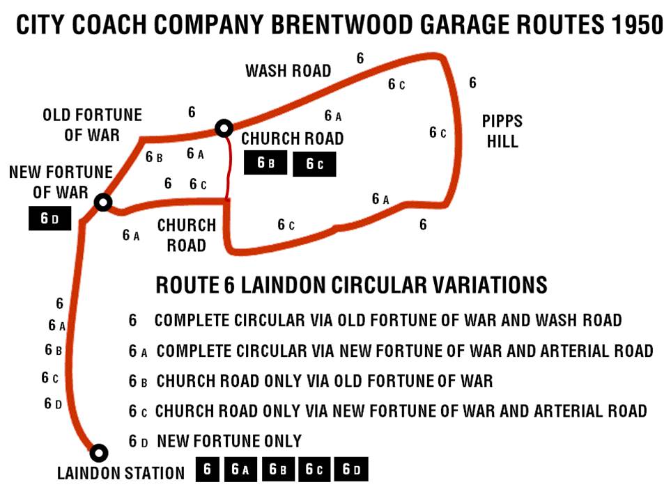 THE CITY COACH COMPANY BRENTWOOD ESSEX UK BUS ROUTES IN THE 1950's CITY COACH COMPANY
